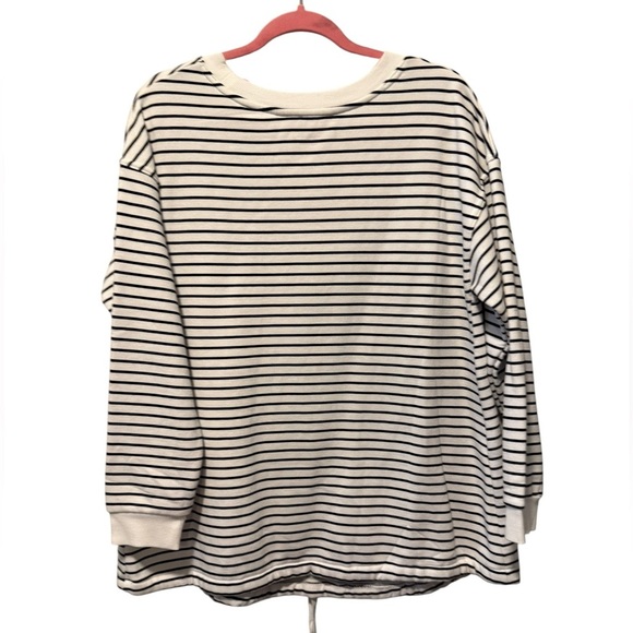 Women's Tie Waist Maternity Sweatshirt - Isabel Maternity -White/Black. Large - Picture 5 of 11